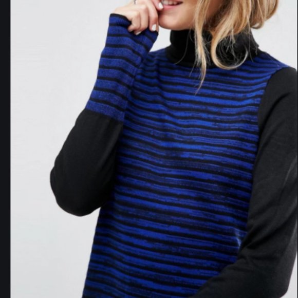 Knitted Mini Blue and Black Stripe Dress NWT Sz 0 - Picture 3 of 4